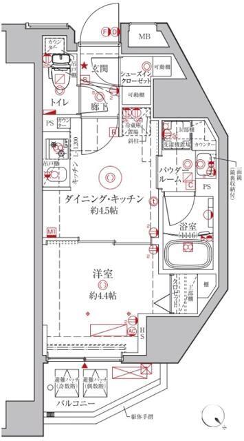クレイシアIDZ練馬富士見台(1DK/4階)の間取り写真
