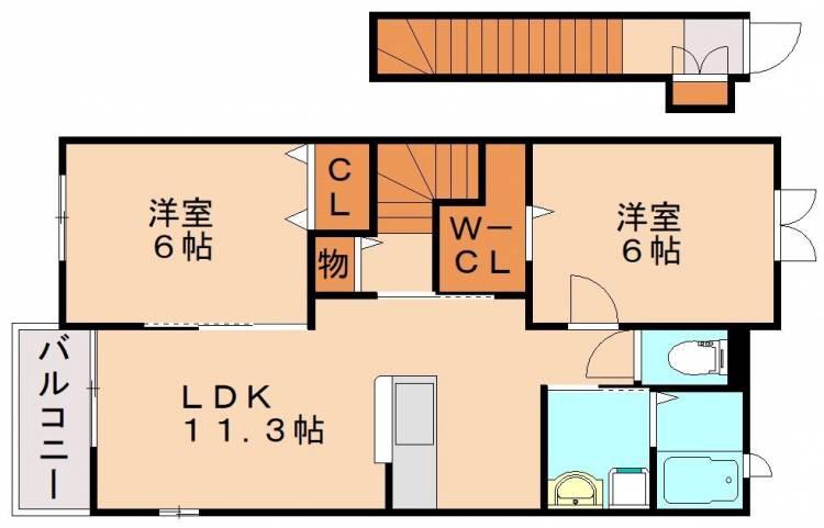 エデウス A・YII(2LDK/2階)の間取り写真