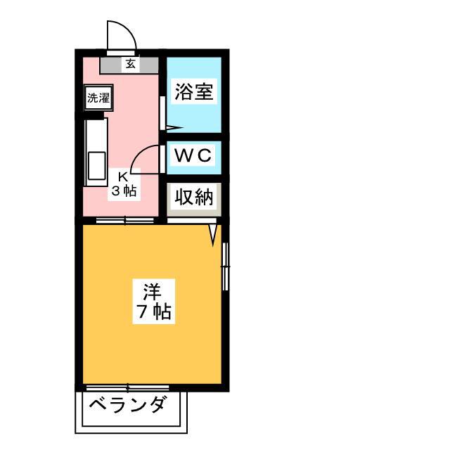 ウエスタンヴィラ(1K/2階)の間取り写真