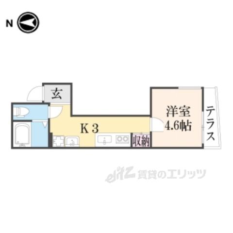 ベレーザ北大路(ワンルーム/4階)の間取り写真