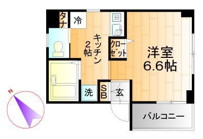 ナカダレジデンスI(1K/4階)の間取り写真