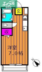 グランデカーサ(ワンルーム/2階)の間取り写真