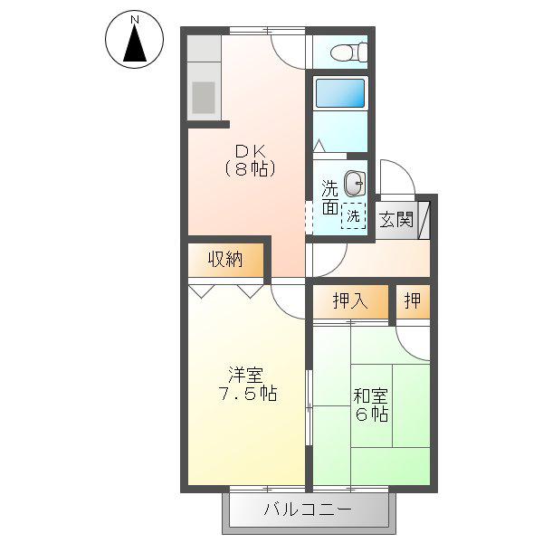 サンパティーク雅(2DK/1階)の間取り写真