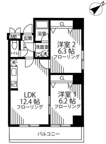 SKY RESIDENCE1 SKY RESIDENCE 1(2LDK/5階)の間取り写真