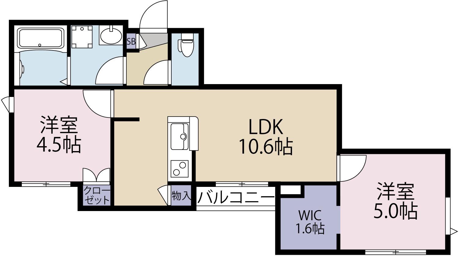 シャルグラン池尻(2LDK/2階)の間取り写真