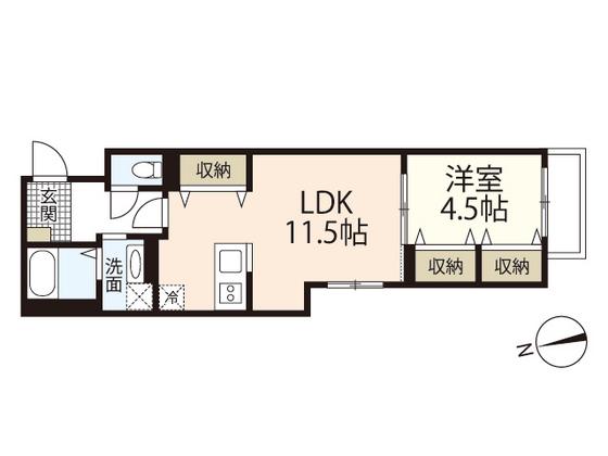 ファインヴィラIX(1LDK/5階)の間取り写真