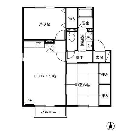 フォレストイン小路(2LDK/2階)の間取り写真