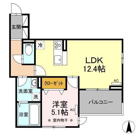 D-REST泉崎(1LDK/2階)の間取り写真