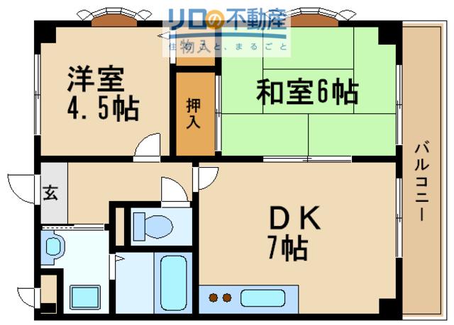 エスポワール伊丹桜ヶ丘Ⅱ(2DK/3階)の間取り写真