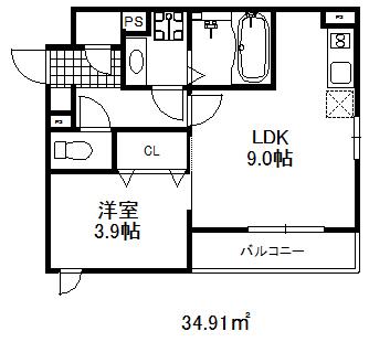 シンコウベコルン(1LDK/2階)の間取り写真