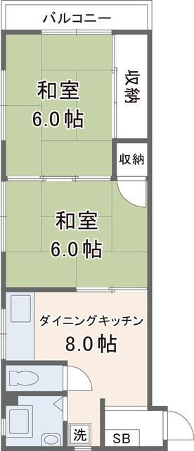 ハルプライム(2LDK/2階)の間取り写真