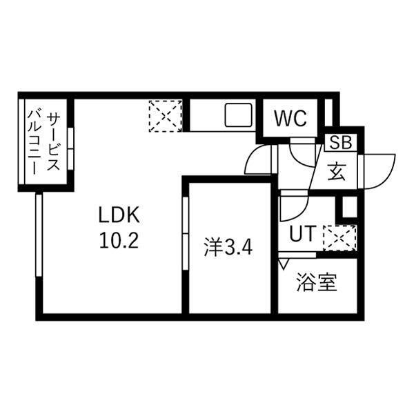 カーサピアッツァ中野松が丘(1LDK/4階)の間取り写真