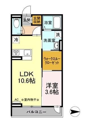 ルミエール本厚木(1LDK/2階)の間取り写真