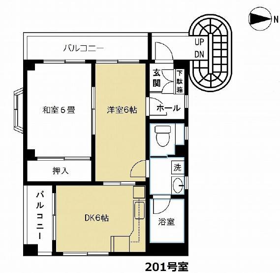 MSビル(2DK/2階)の間取り写真