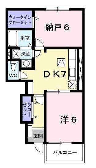 パレット(2DK/1階)の間取り写真