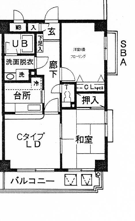 第六寿美家ビル(2LDK/4階)の間取り写真