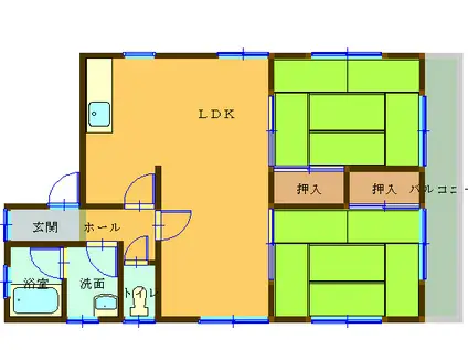 畠山マンション(2LDK/3階)の間取り写真