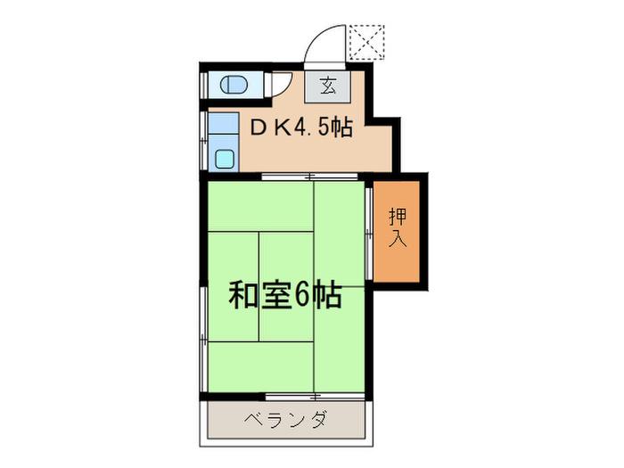 さつき荘(1DK/2階)の間取り写真