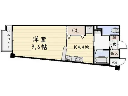 サンフラット(1K/4階)の間取り写真