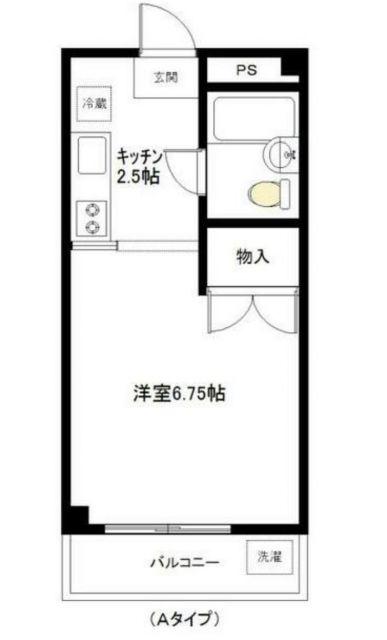 ホワイトハウス(1K/1階)の間取り写真