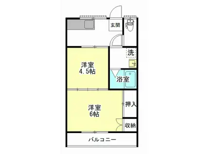 ラフォーレ臨海(2K/2階)の間取り写真