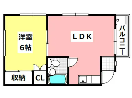 隆起ハイツ(1LDK/1階)の間取り写真