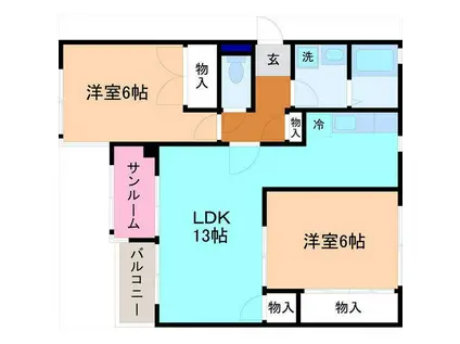 ビルンバオムII(2LDK/1階)の間取り写真