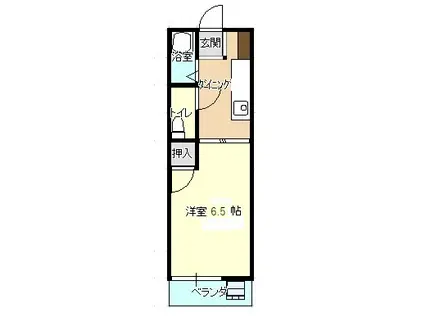 稲毛ハイツ(1K/3階)の間取り写真