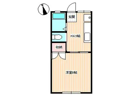 ホワイトハイムT2(1DK/2階)の間取り写真