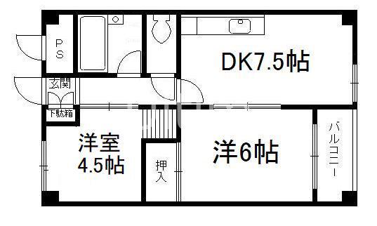 コーポ木ノ実(2DK/2階)の間取り写真