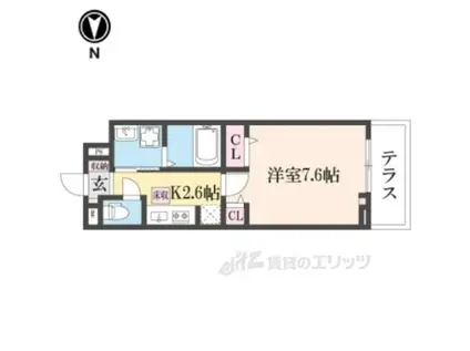 ヒカルサ奈良大森西サウス(1K/1階)の間取り写真