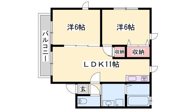 絵領ガーデン(2LDK/2階)の間取り写真