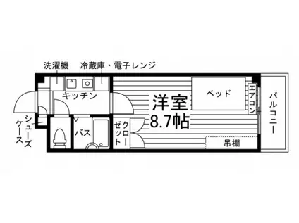 ヒルズハウスゼンコウ(1K/2階)の間取り写真