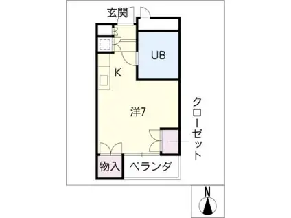 ドエル杁中(ワンルーム/3階)の間取り写真