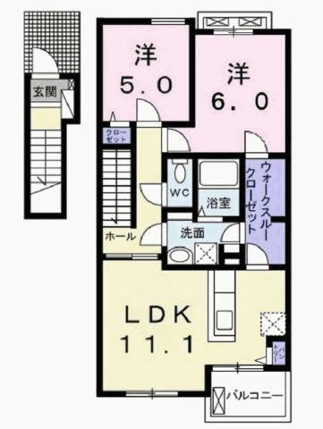 プルミエール ラ・メゾン(2LDK/2階)の間取り写真