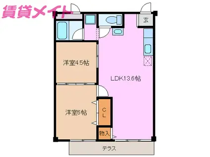 シティハイツ井上(2LDK/1階)の間取り写真