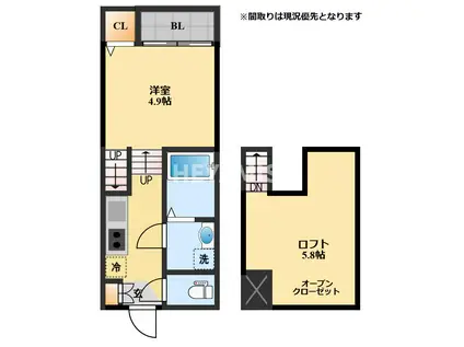 MODERN PALAZZO 貝津PRIME(1SK/2階)の間取り写真