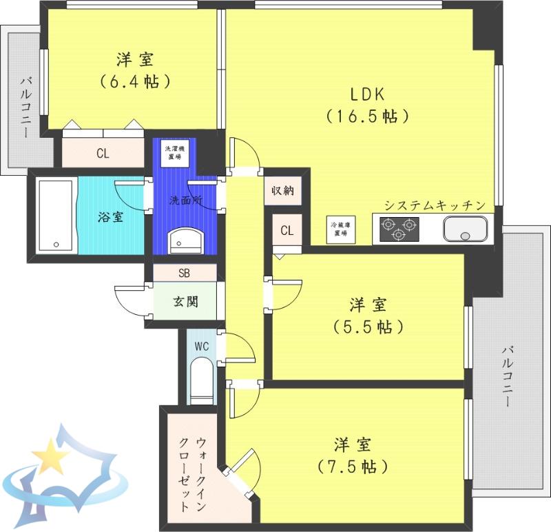 コンフォリア札幌植物園(3LDK/9階)の間取り写真