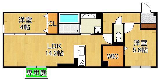 イオメール竹末(2LDK/1階)の間取り写真