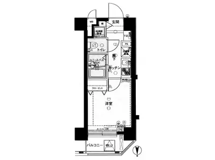 メインステージ恵比寿東(1K/2階)の間取り写真