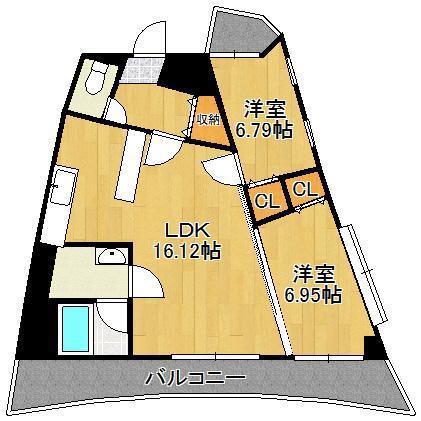 BRIS中井(2LDK/9階)の間取り写真