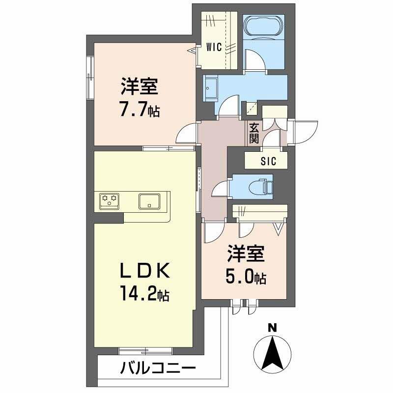 シャーメゾン レーヴ(2LDK/2階)の間取り写真