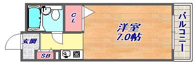 ヴェルドール王子公園(1K/2階)の間取り写真