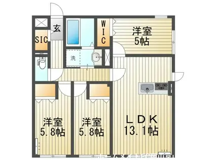 ベラパーシェ(3LDK/2階)の間取り写真
