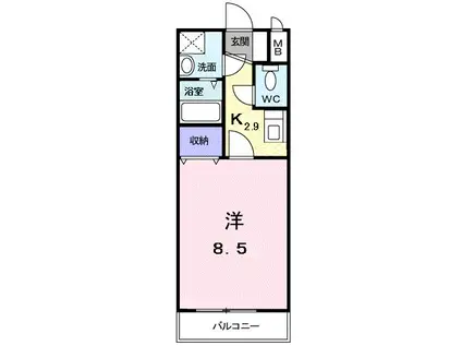 リヴィエール小松原(1K/3階)の間取り写真