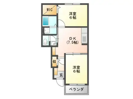 サンメゾン広瀬(2DK/1階)の間取り写真