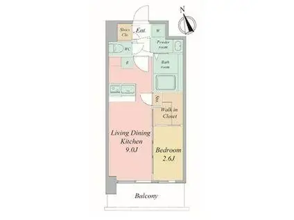 セレニテ夕陽丘エクラ(1LDK/2階)の間取り写真