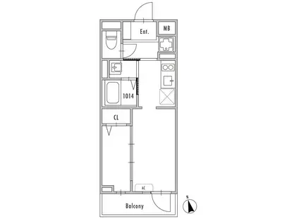 グランパセオ大森北(1LDK/4階)の間取り写真