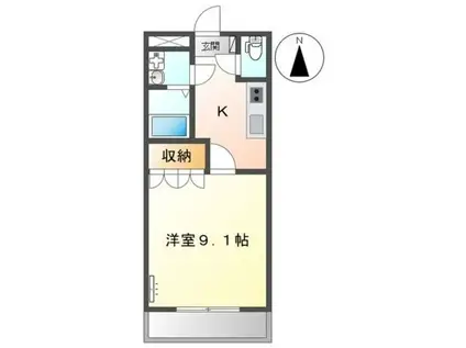 ファンタジーKII(1K/2階)の間取り写真