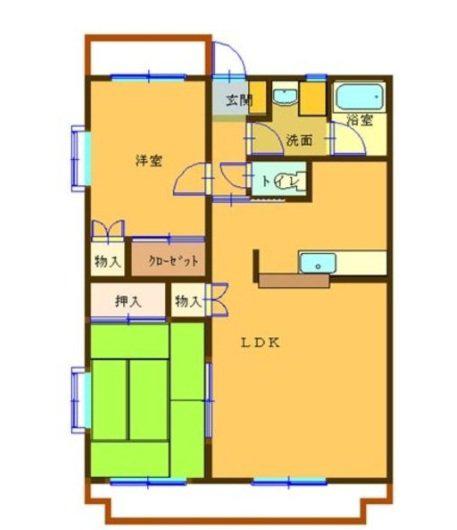 クレッセント江崎(2LDK/3階)の間取り写真